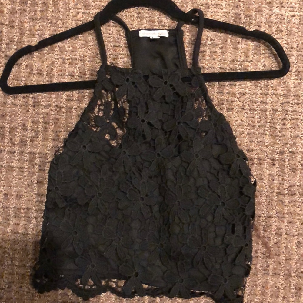 Black Charlotte Ruse Lace Crop Top